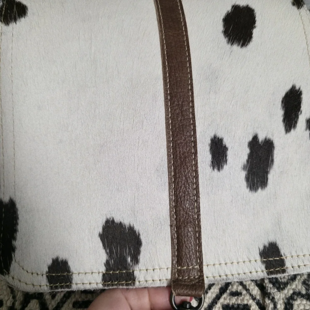 Myra Bag Oriental Cowhide Backpack S-1269 Upcycled Canvas Rug Leather Western